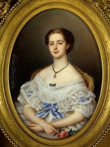 Portrait de femme au ruban bleu Peinture de Maxime David (19ème siècle) 1858 Paris, Arts décoratifs