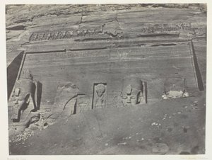 Ibsamboul, Vue Générale Du Grand Spéos De Phrè; Nubie, plate 102 from the album "Egypte, Nubie, Palestine et Syrie" (1852) - Maxime Du Camp