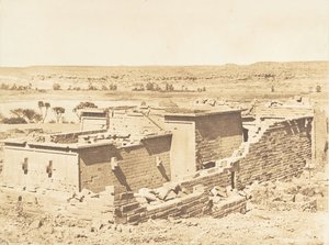 Vue générale du Temple de Kalabcheh Talmis, prise de la montagne, 8 avril 1850