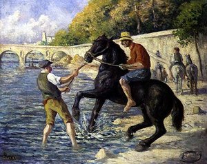 Baignade des chevaux, vers 1910