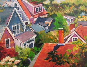Les toits colorés du village - Maxine Shore