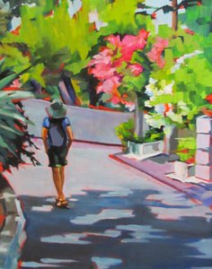 Promenade dans le jardin en été