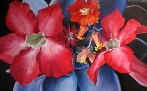 Fleurs rouges et bleues éclatantes - Maxine Shore