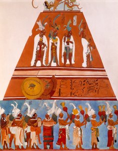 Fresques à Bonampak, Chiapas (Mexique). Détail montrant une scène de procession. Civilisation maya, IXe siècle.