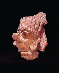 Tête du dieu du maïs maya, Oaxaca, vers 500 après J.-C. (terre cuite)