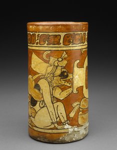 Vase avec dieux singe et chien, 600-900 après J.-C. - Mayan