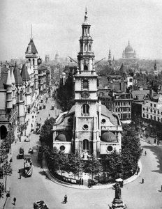Église de St Clement Danes, le Strand et Fleet Street depuis Australia House, Londres, 1926-1927