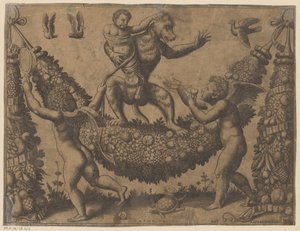 Putti ridiculisant un singe