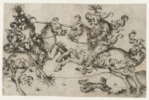 Combat entre deux hommes sauvages à cheval - Meester van het Amsterdamse Kabinet