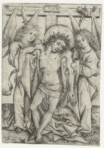 Le corps du Christ soutenu par deux anges - Meester van het Amsterdamse Kabinet