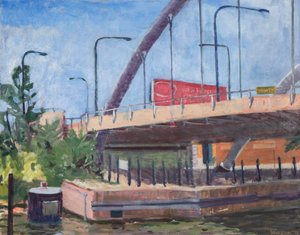 Pont Damen depuis la rivière, 2011 (huile sur toile)