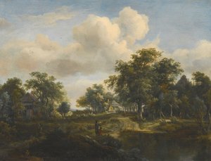 Un hameau dans les bois avec des pêcheurs - Meindert Hobbema