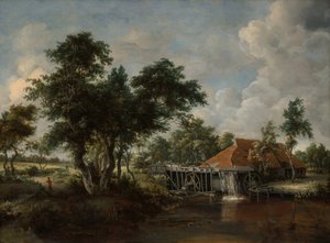 Le Moulin à eau au grand toit rouge - Meindert Hobbema
