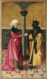 La transmission du faux message par le diable (Légende des saints Cosmas et Damien) - Meister der Legendenszenen