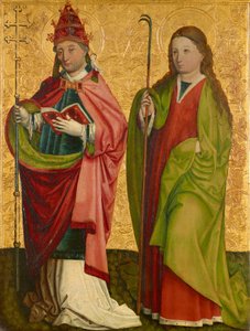 Aile droite du soi-disant triptyque Pretschlaipfer : Saints Grégoire et Agathe (intérieur) ; Saints Érasme et Barbara (extérieur)
