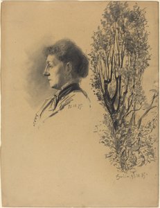 Une femme de profil et un arbre taillé en fleur - Melchior Lechter
