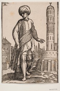 Jeune homme élégant avec turban et long châle