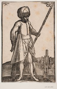 Un canonnier à son canon, dans un paysage ouvert - Melchior Lorck