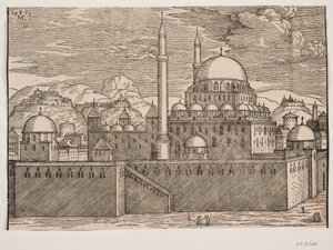 Image idéalisée de la mosquée Bayazidiye, vue du sud-est