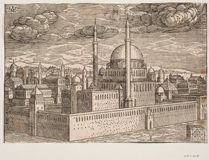 Mosquée, avec deux minarets, vue du nord-ouest; de l