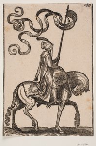 Porte-étendard monté, profil vers la droite; l