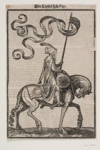 Porte-étendard monté, profil vers la droite; l
