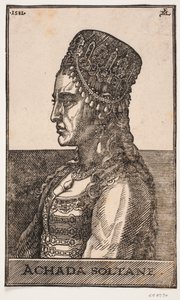 Portrait de sultane, profil vers la gauche : ACHADA SOLTANE - Melchior Lorck