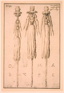 Trois queues de bœuf montées comme des étendards - Melchior Lorck