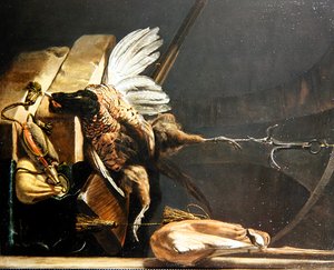Nature morte avec un faisan mort suspendu à un crochet - Melchior de Hondecoeter