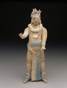Figurine : homme debout, période classique tardive, 650-900 apr. J.-C. (céramique et peinture)