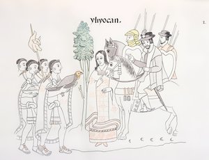 Rencontre de Hernando Cortés et des Aztèques, illustration d