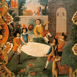 Scène de Don Quichotte de la Manche (El ingenioso Hidalgo Don Quijote de la Mancha) par Miguel de Cervantes (1547-1616) 18ème siècle