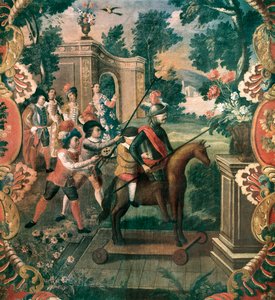 Scène tirée de Don Quichotte de la Manche par Miguel de Cervantes Saavedra (1547-1616)