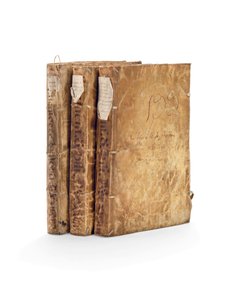 Le Codex Chimalpahin et œuvres historiques de Fernando de Alva Ixtilxochitl en espagnol et nahuatl, manuscrits sur papier en 3 volumes