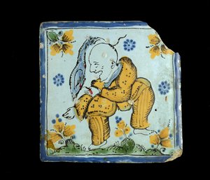 Carreau avec un homme chinois grotesque, vers 1800 - Mexican School