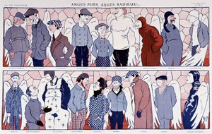 Charges des aviateurs célèbres en anges (galerie de portraits) - dans "La Vie Parisienne" 11/12/1909