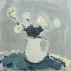 Plateau de table avec fleurs, 2016 (huile sur lin) - Michael G. Clark