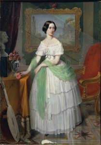 Figure féminine avec luth en robe blanche