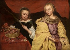 Deux filles en Sainte Agnès et Sainte Dorothée - Michaelina Wautier
