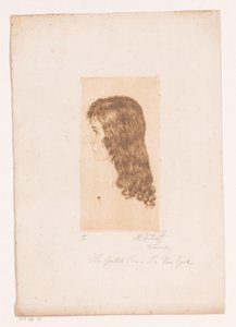 Tête de jeune fille aux longs cheveux de profil - Michal Portnoff (signed by artist)
