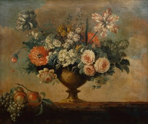 Roses, tulipes, œillets et autres fleurs dans une urne - Michel Bruno Bellenge