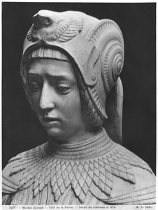 Nantes, cathédrale Saint-Pierre et Saint-Paul, tombeau de François II, duc de Bretagne et Marguerite de Foix, tête de la Fortitude, 1502-07 (détail)