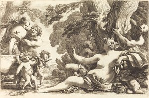Bacchante assise avec enfants - Michel Dorigny