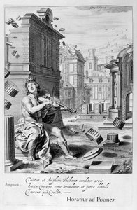 Amphion construit les murs de Thèbes par la musique de son violon, 1655 - Michel de Marolles