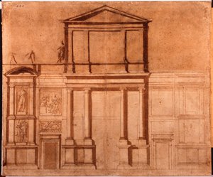 Dessin de la façade de San Lorenzo - Michelangelo (after) Buonarroti