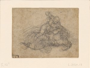 Michel-Ange - David et Goliath. Verso Études architecturales lignées, vers 1550-1556, I, 32c