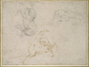 Un cavalier chargeant et autres études - Michelangelo Buonarroti