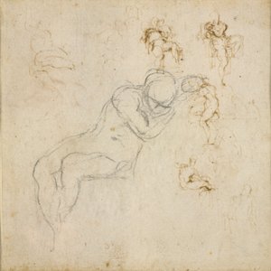 Recto : Huit études de figures. Verso : Étude de figure, vers 1490-1560 - Michelangelo Buonarroti