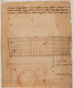 Esquisse pour une fenêtre, annotations autographes et calcul graphique