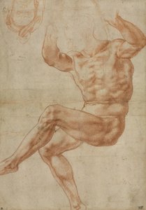 Étude pour le jeune homme nu au-dessus du prophète Daniel, pour le plafond de la chapelle Sixtine, 1510-11